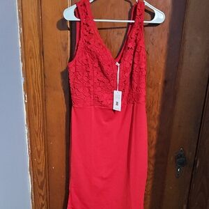 Grace Karin Red Lace Bodice Sheath Dress